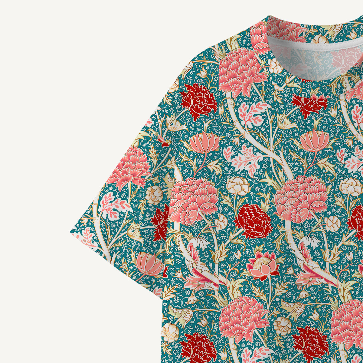 Vintage Peony Lotus Floral print Premium Eco Tee