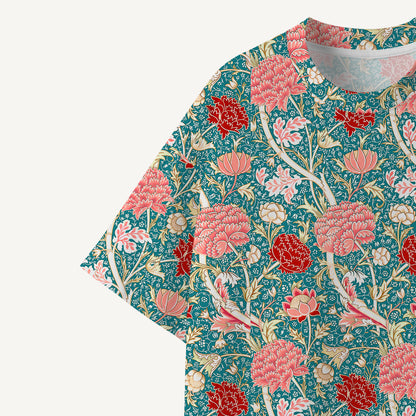 Vintage Peony Lotus Floral print Premium Eco Tee