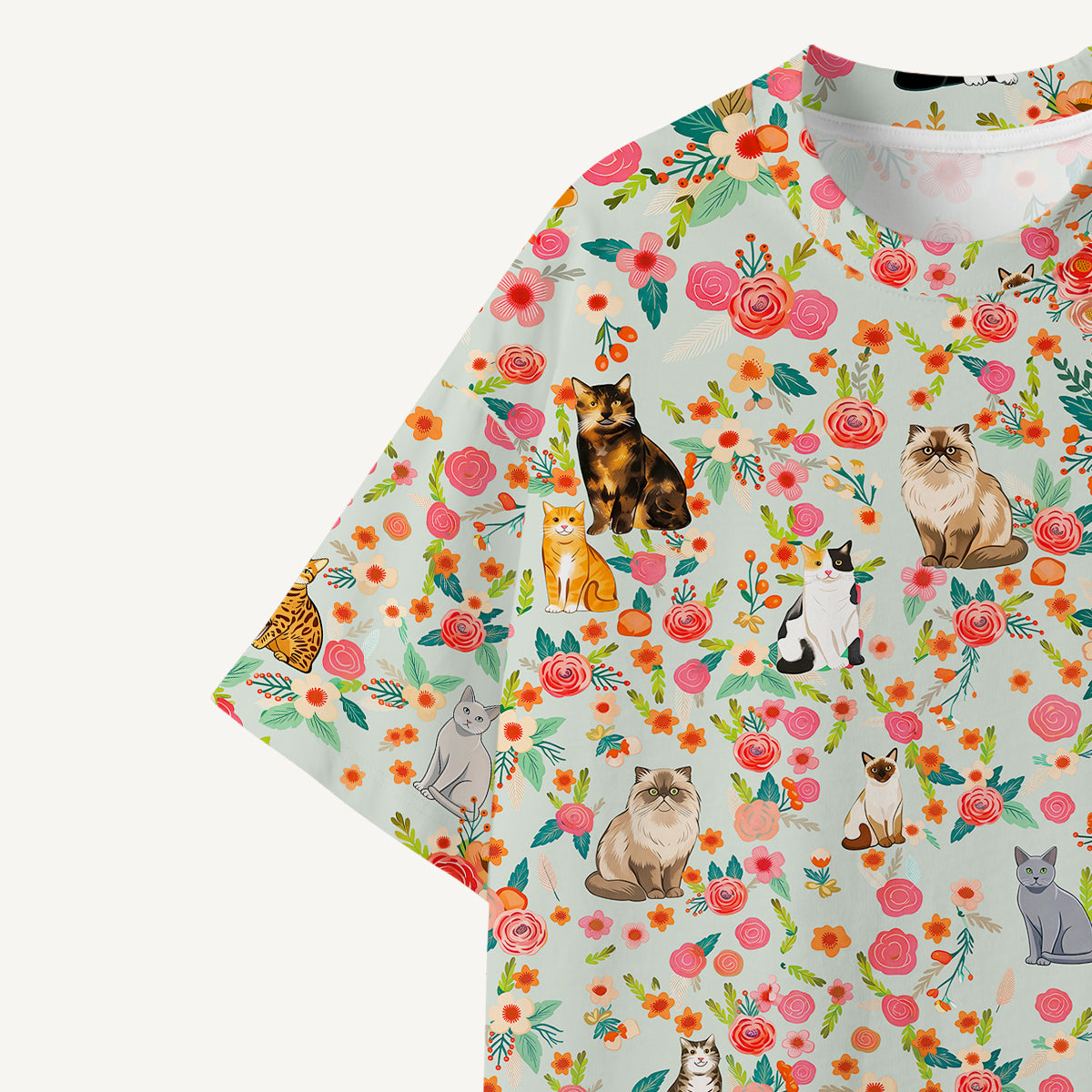 Flower Cat print Premium Eco Tee