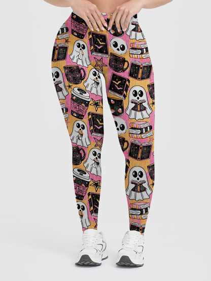 Vintage Gingham Duck Ghost Retro Halloween Leggings