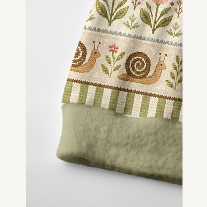 Garden Tales Snail & Tulip Print Ugly Cardigan Sweaters