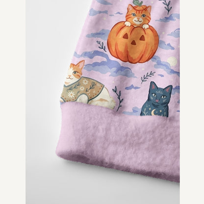 Enchanted Halloween Cat Print Ugly Cardigan Sweaters