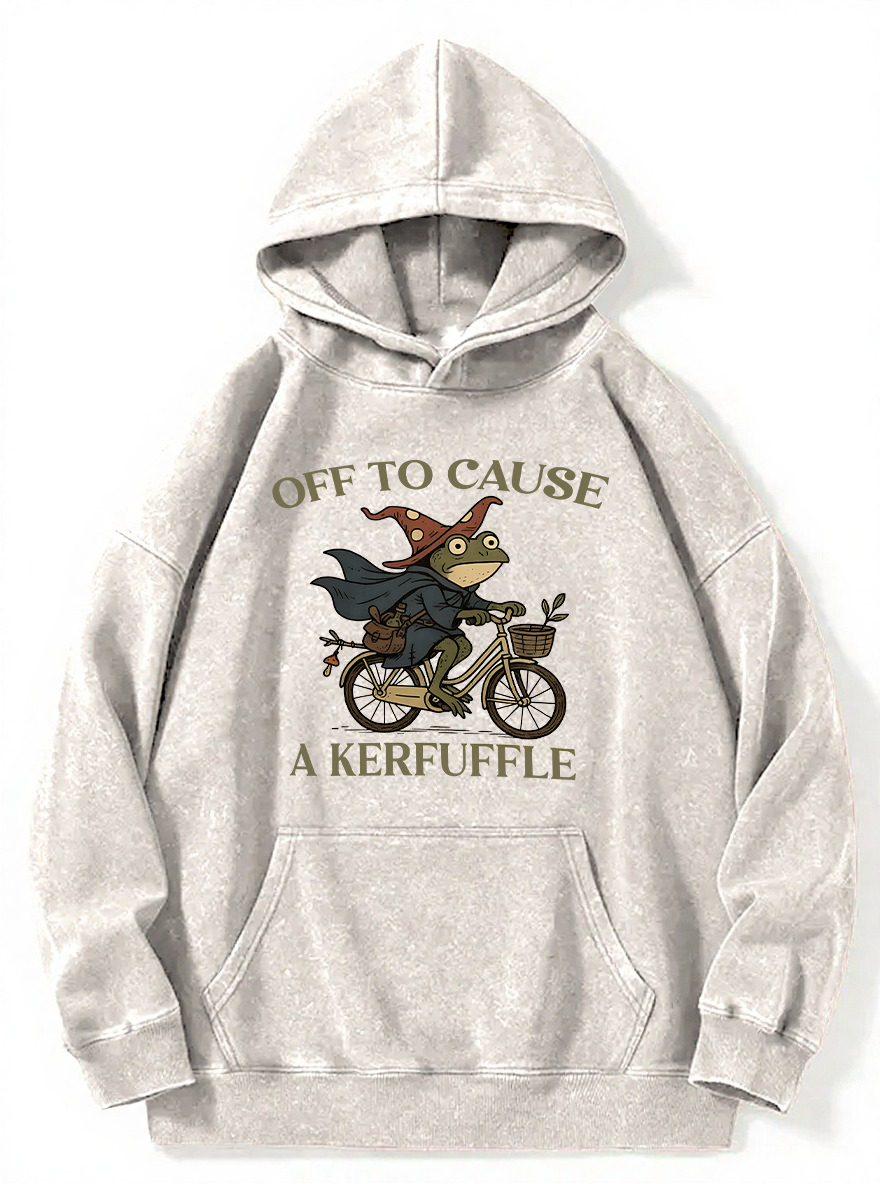 Vintage Off To Cause A Kerfuffle Frog Washed Hoodie