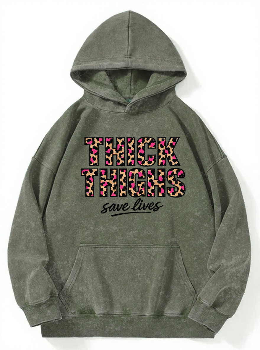 Vintage Thick Thighs Washed Hoodie