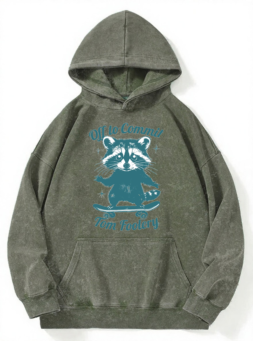 Vintage Off To Commit Tom Foolery Raccoon Washed Hoodie