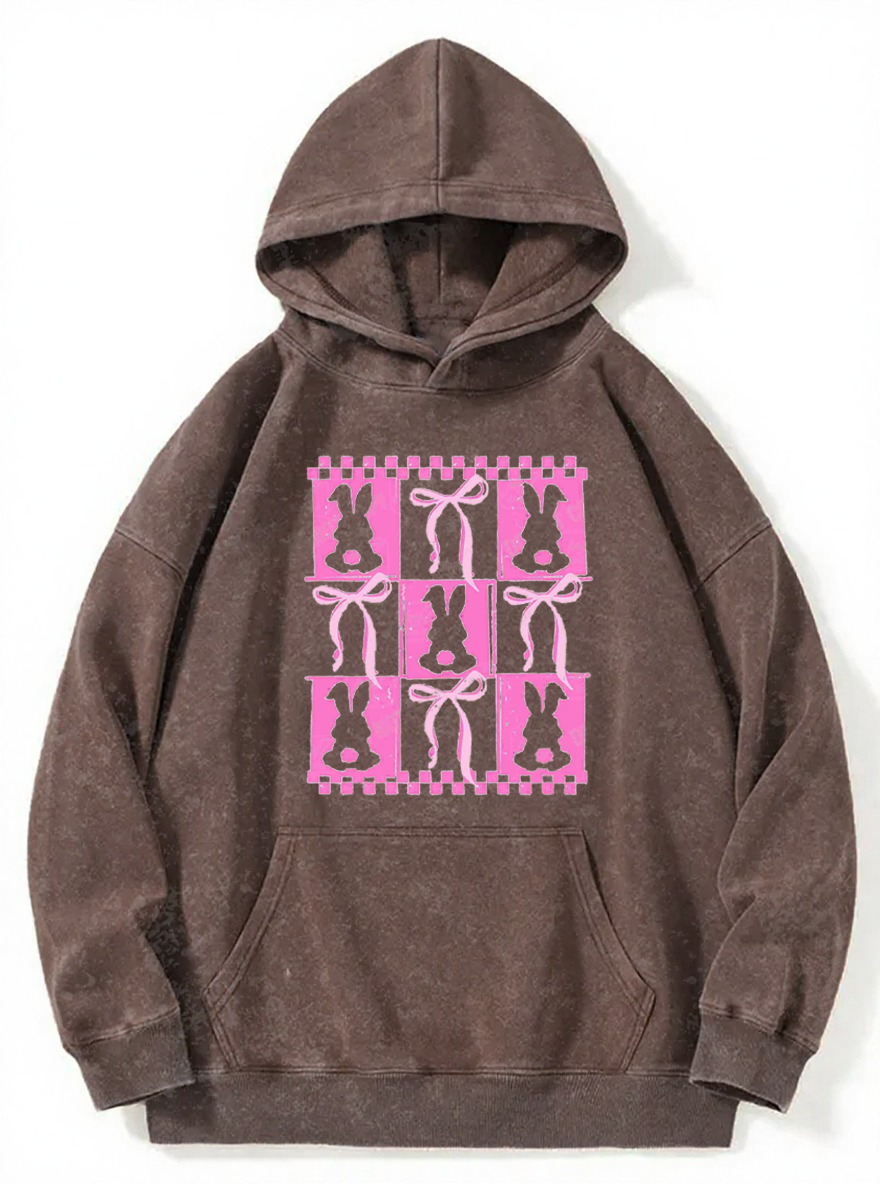 Vintage Checkered Coquette Washed Hoodie