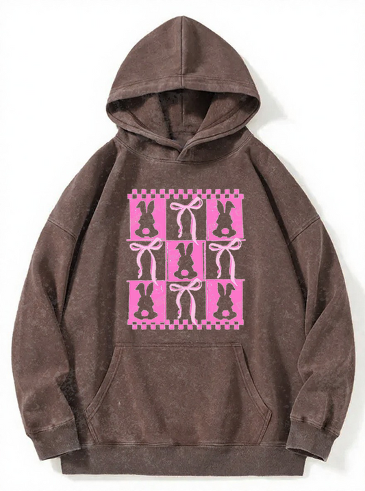 Vintage Checkered Coquette Washed Hoodie