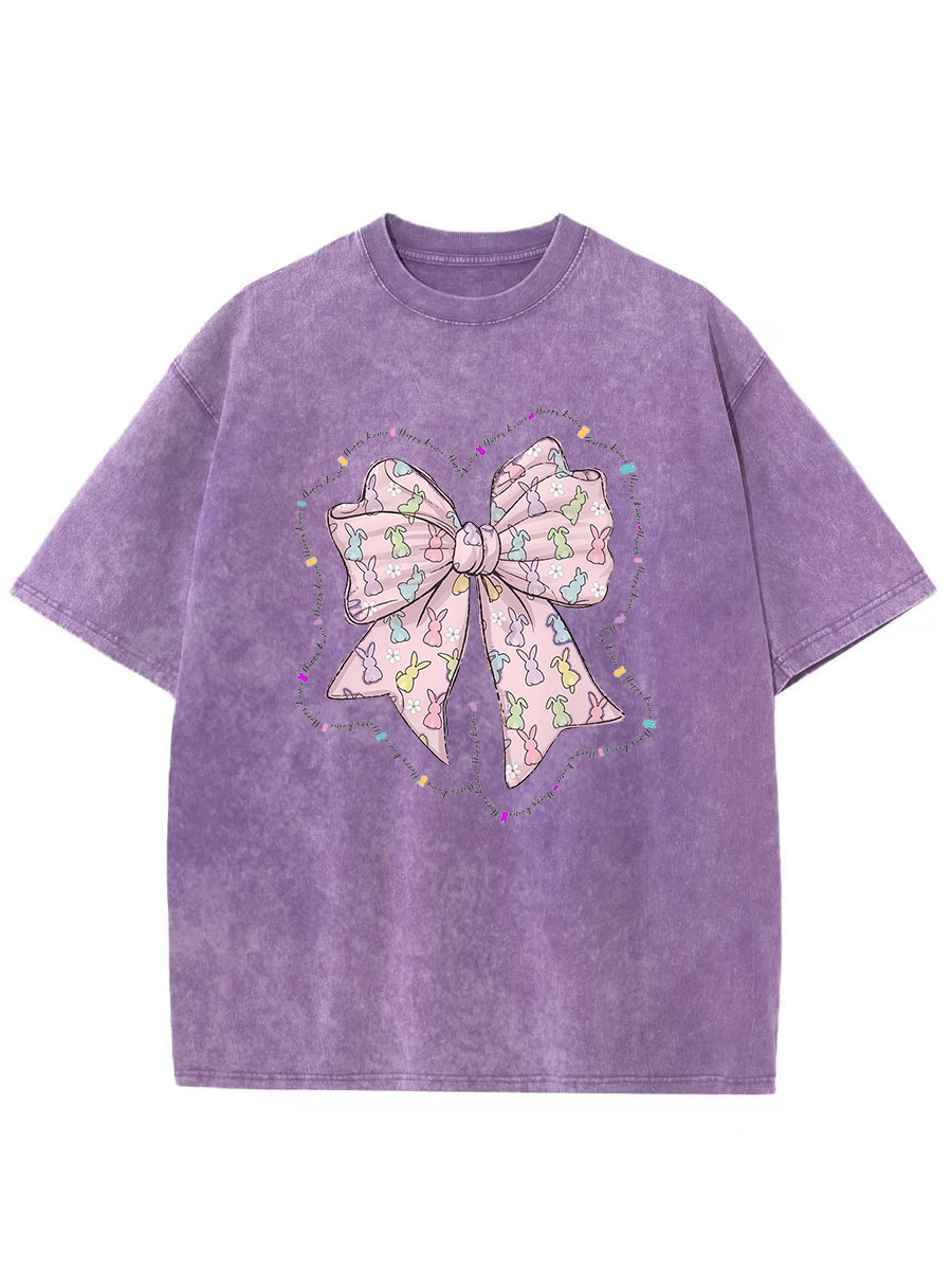 Vintage Easter Pink Bow Washed T-Shirt