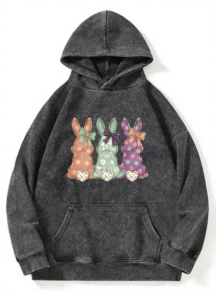 Vintage Bunnies Hand-Painted Washed Hoodie