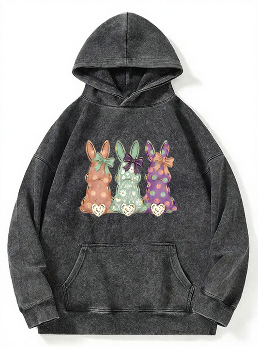 Vintage Bunnies Hand-Painted Washed Hoodie
