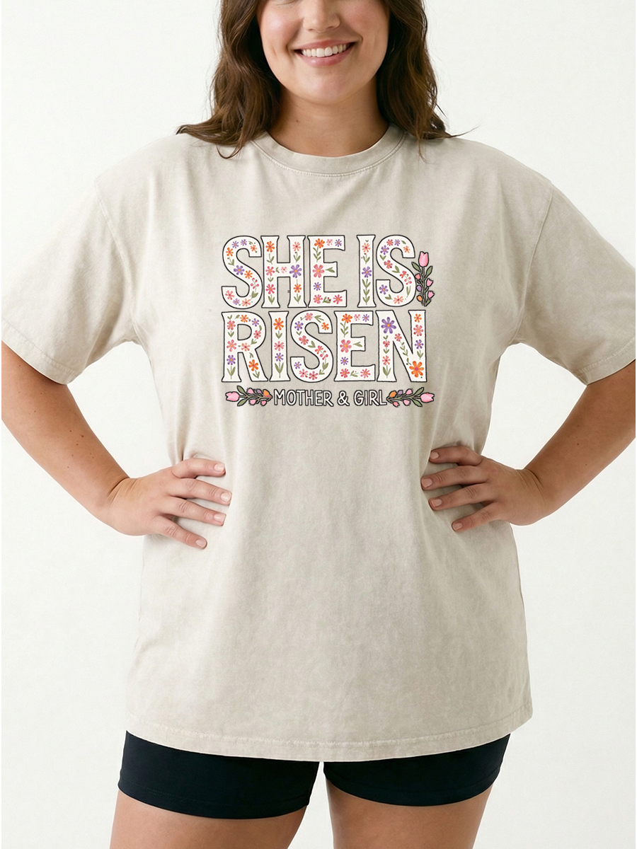 Vintage She Is Risen Washed T-Shirt