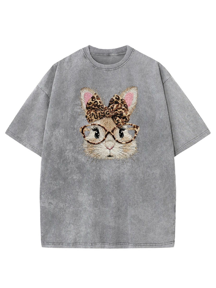 Vintage Retro Happy Easter Bunny Washed T-Shirt