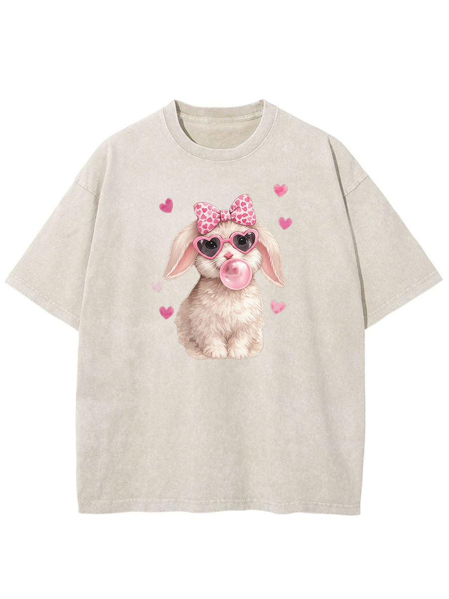 Vintage Easter Cute Bunny Washed T-Shirt