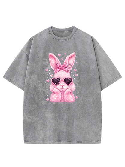 Vintage Cute Easter Bunny Washed T-Shirt
