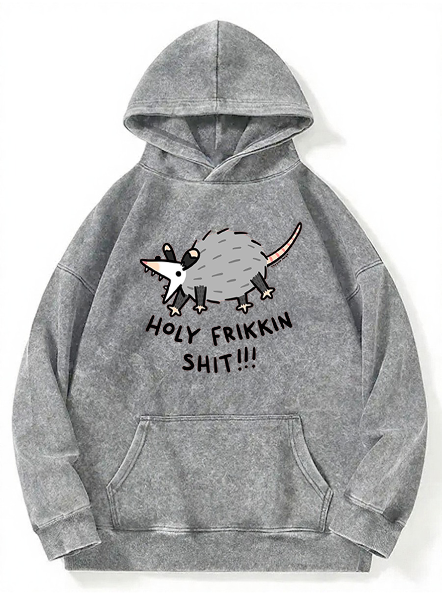 Vintage Funny Possum Holy Frikkin Wasted Washed Hoodie