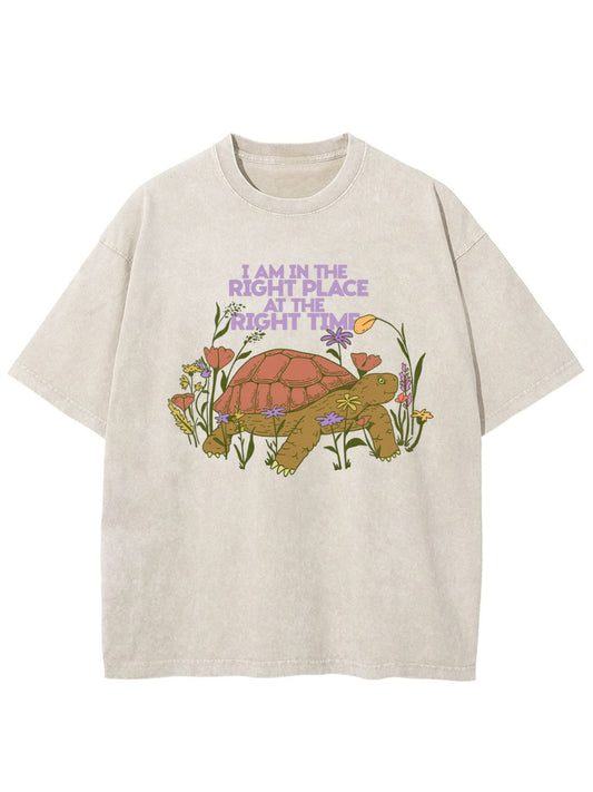 Vintage I Am In The Right Place At The Right Time Washed T-Shirt