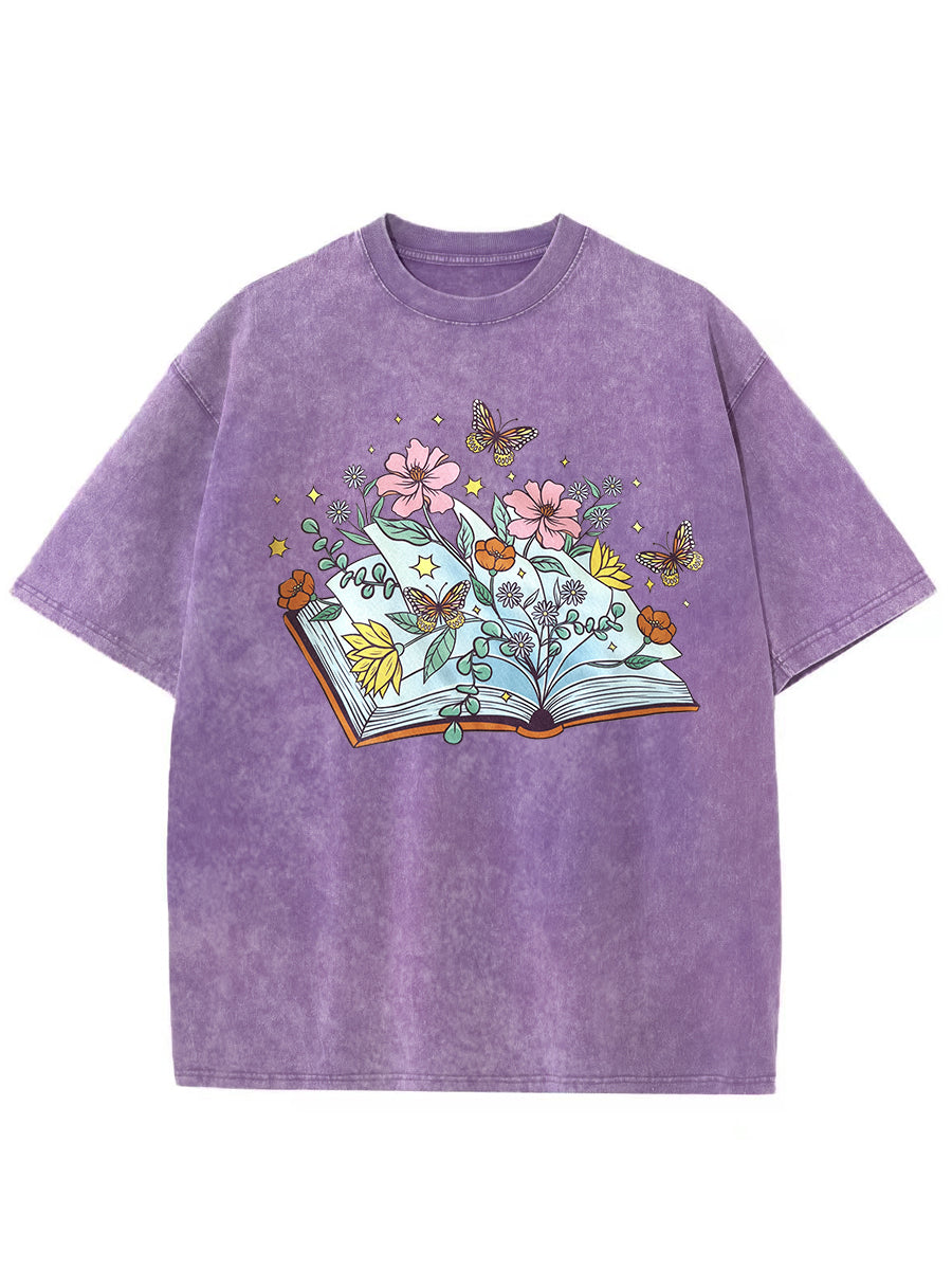 Vintage Butterfly Book Washed T-Shirt