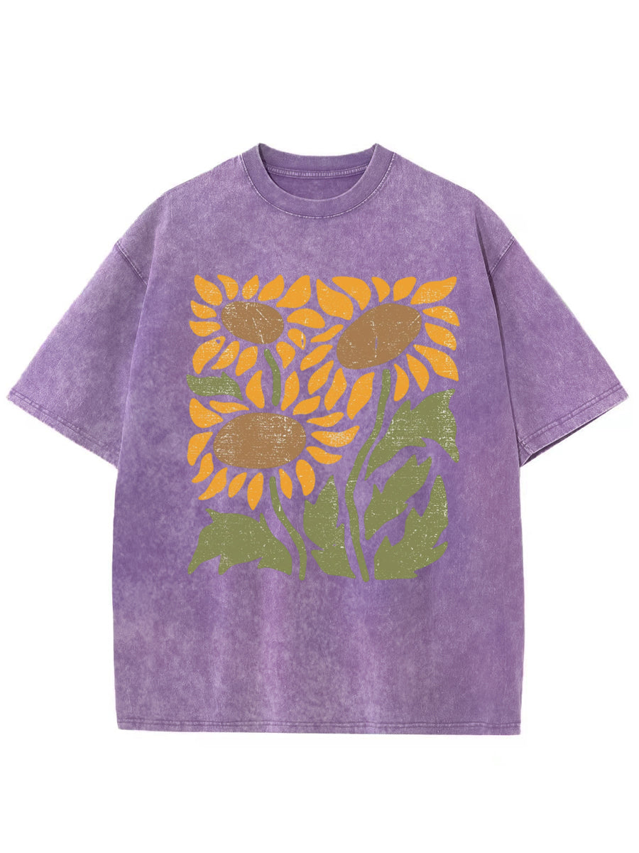 Vintage Boho Sunflower Washed T-Shirt