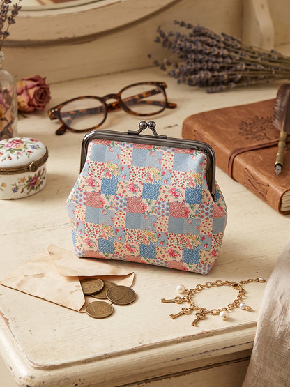 Pastel Patc Print Leather Mini Clasp Purse