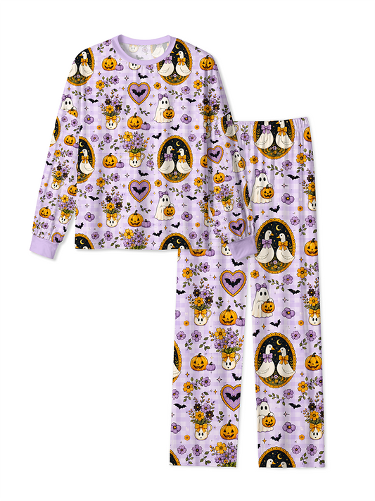 Vintage Gingham Duck Ghost Retro Halloween Mixed Pajamas