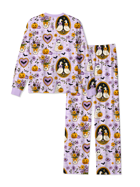 Vintage Gingham Duck Ghost Retro Halloween Mixed Pajamas
