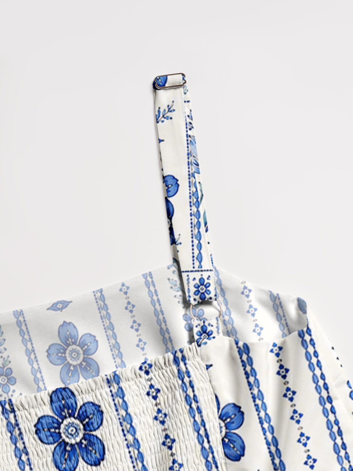 Indigo Garden Stripe Print Wide Straps Maxi Dress With Pockets