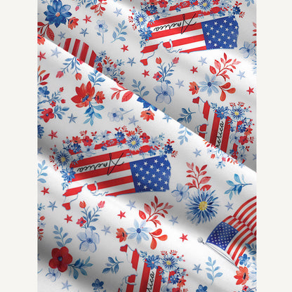 Americana Flower Hearts  Print Wide Straps Maxi Dress With Pockets