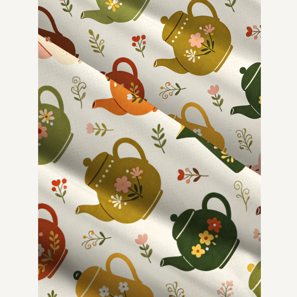 Tea Party Teapots Print Wide Straps Maxi Dress With Pockets