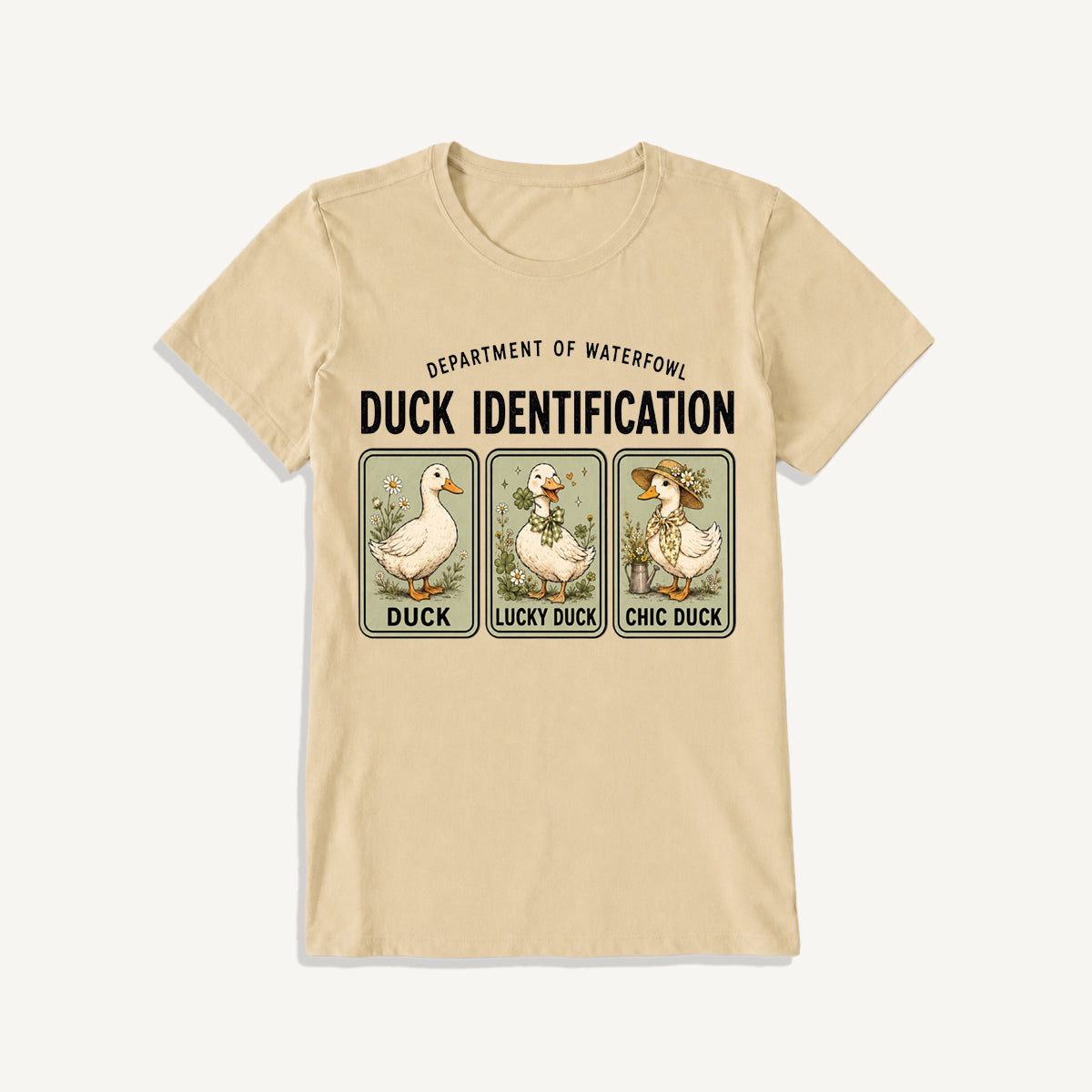 Duck Identification Print Crew Neck Cotton Tee