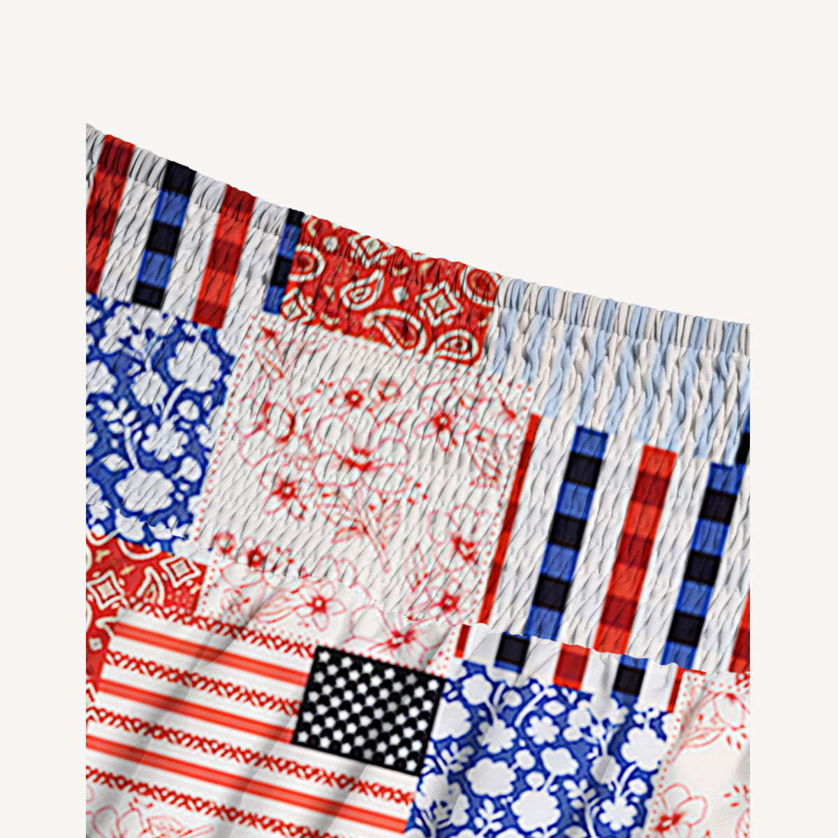 Patriotic Patchwork Quilt Print Convertible Maxi Skirt & Strapless Dress