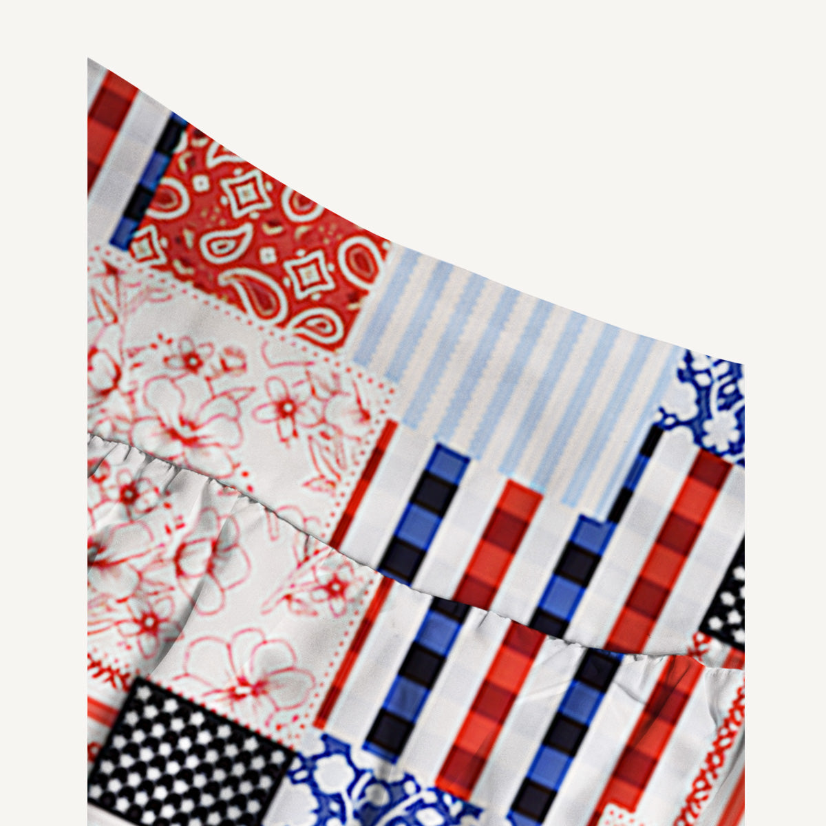 Patriotic Patchwork Quilt Print Convertible Maxi Skirt & Strapless Dress