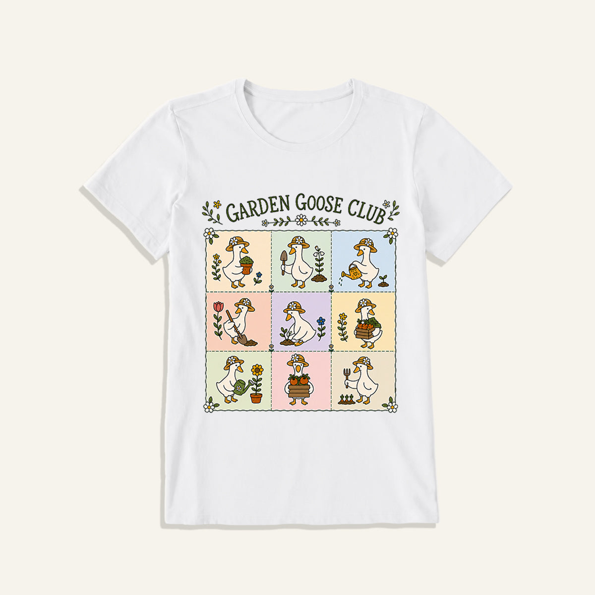Garden Goose Club Print Crew Neck Cotton Tee