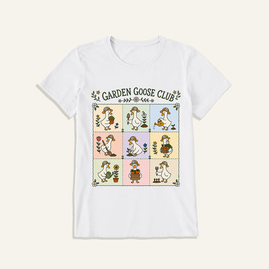 Garden Goose Club Print Crew Neck Cotton Tee