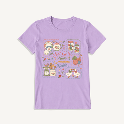 Grandma Hobbies Craft Cottage Print Crew Neck Cotton Tee