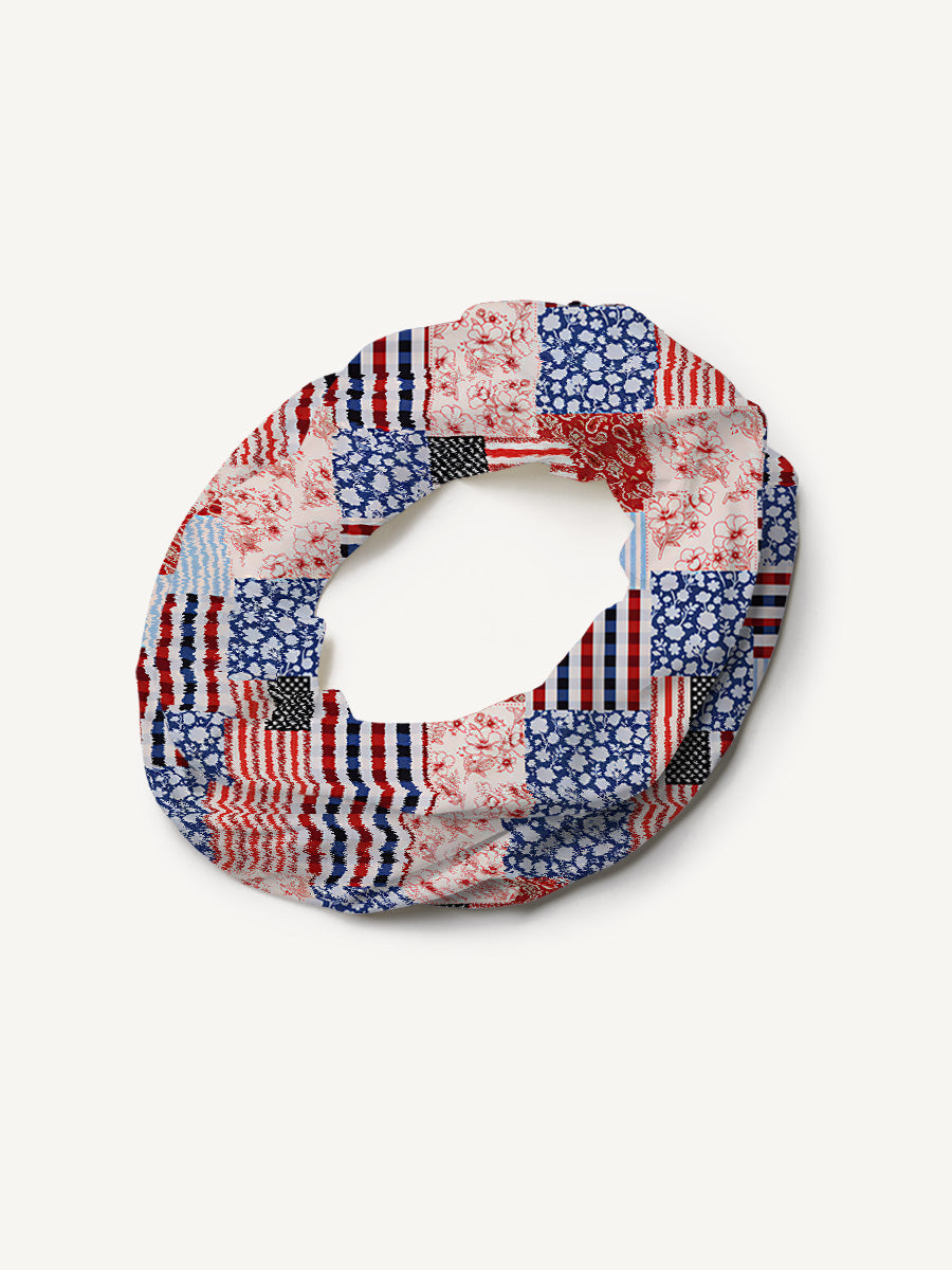 Patriotic Patchwork Quilt Print Boho Bandeau Headband