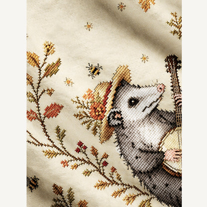 Autumn Possum Banjo Print Ugly Cardigan Sweaters