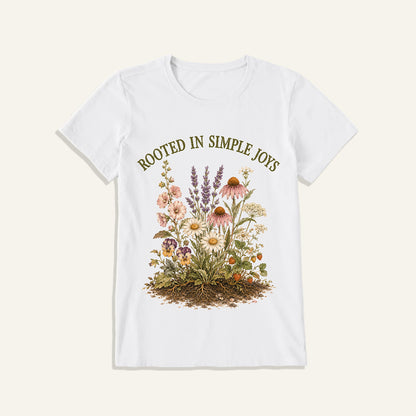Rooted Wildflower Garden Print Crew Neck Cotton Tee