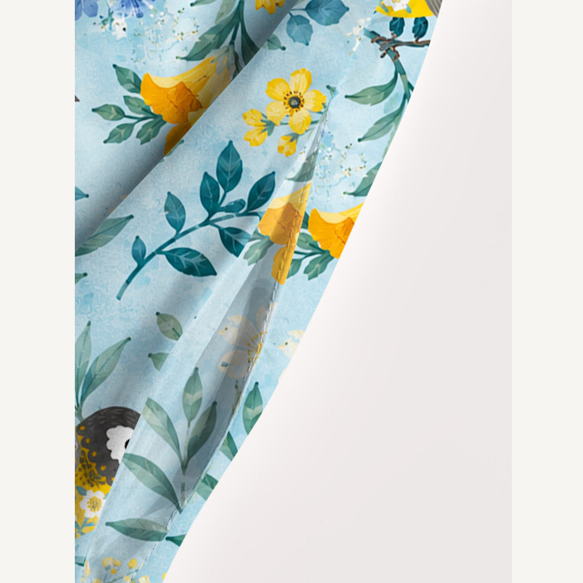 Flower Birds Print Wide Straps Maxi Dress With Pockets