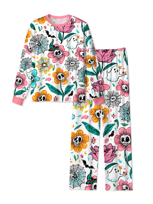 Vintage Halloween Skull Floral Ghost Mixed Pajamas