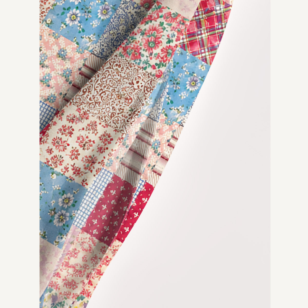 Country Cottage Patchwork Print Wide Straps Maxi Dress With Pockets