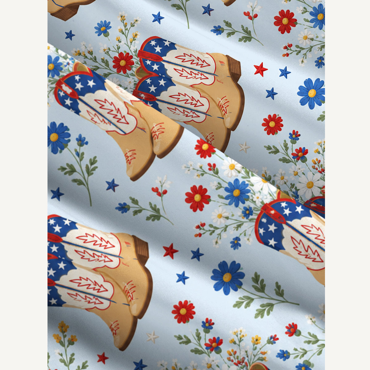 Patriotic Cowboy Boots Print Wide Straps Maxi Dress With Pockets