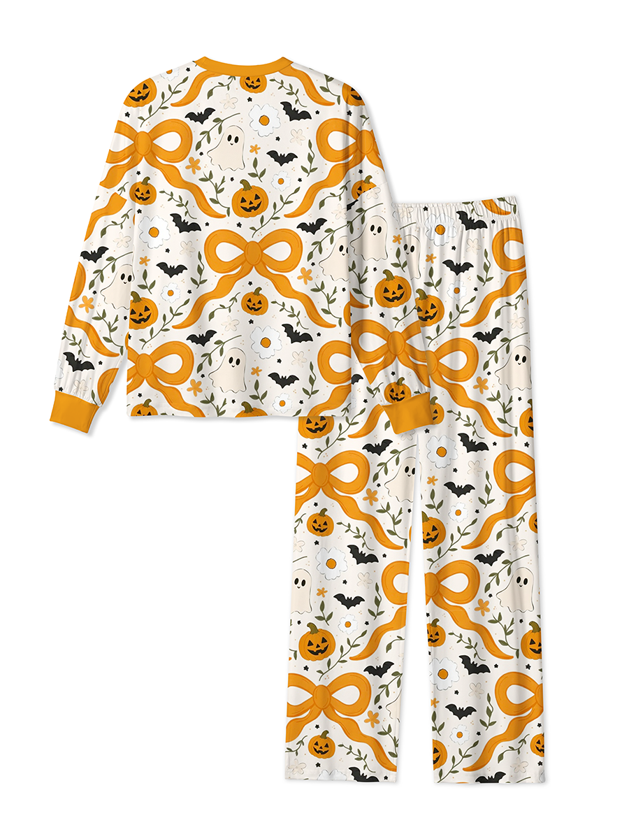 Vintage Orange Bow Pumpkin Ghost Vintage Halloween Mixed Pajamas