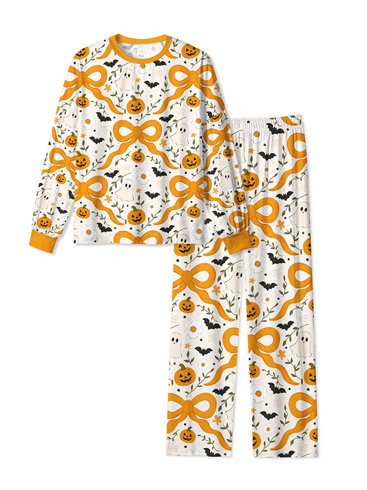 Vintage Orange Bow Pumpkin Ghost Vintage Halloween Mixed Pajamas