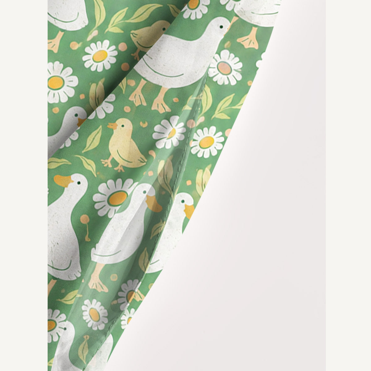 Cottage Farm Ducks Print Wide Straps Maxi Dress With Pockets