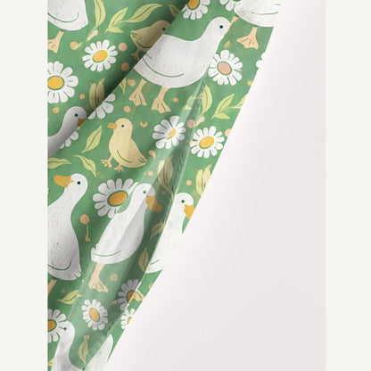 Cottage Farm Ducks Print Wide Straps Maxi Dress With Pockets