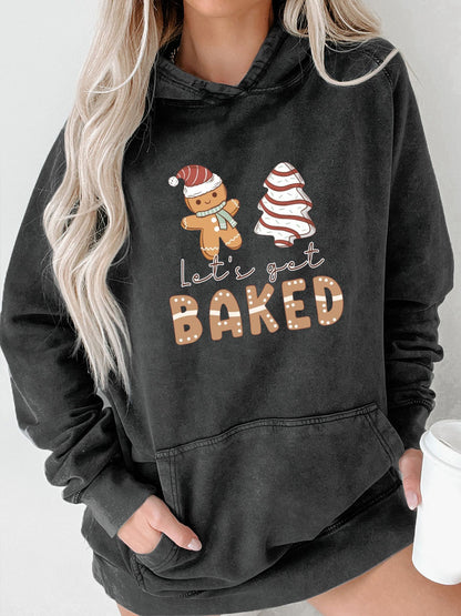 Plus Size  Lets Get Baked Washed Hoodie