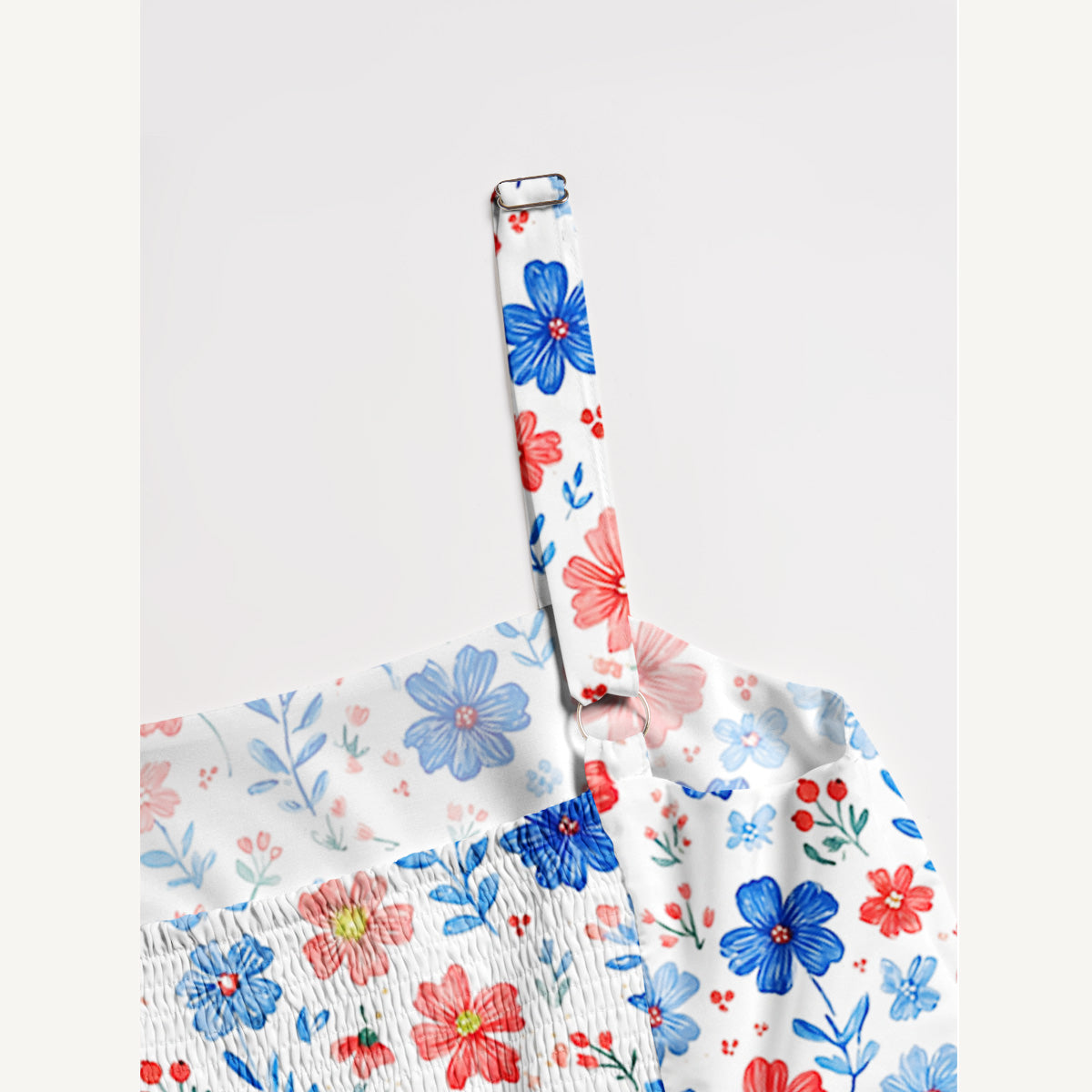 Patriotic 4th of July Flowers Print Wide Straps Maxi Dress With Pockets