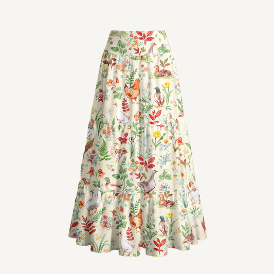 Countryside Garden Critter Print Convertible Maxi Skirt & Strapless Dress
