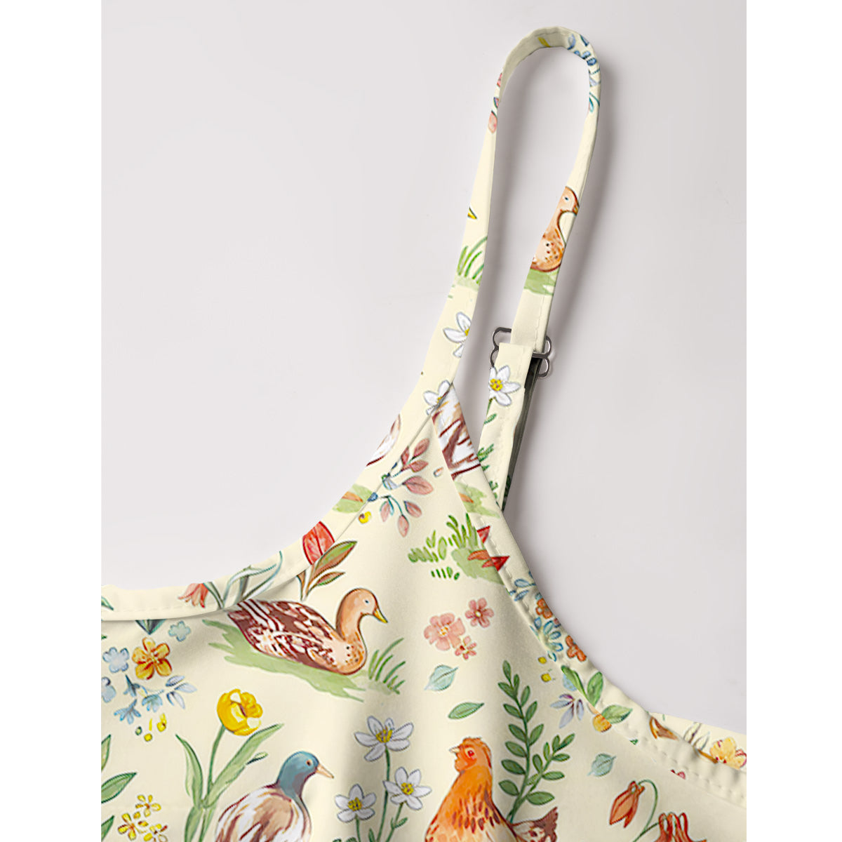 Countryside Garden Critter Print Spaghetti Strap Mini Dress