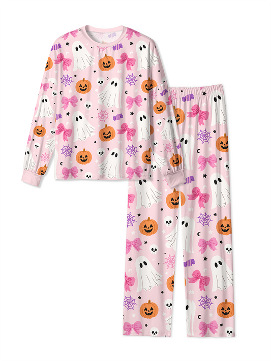 Vintage Coquette Pink Bow Ghost Pumpkin Halloween Mixed Pajamas
